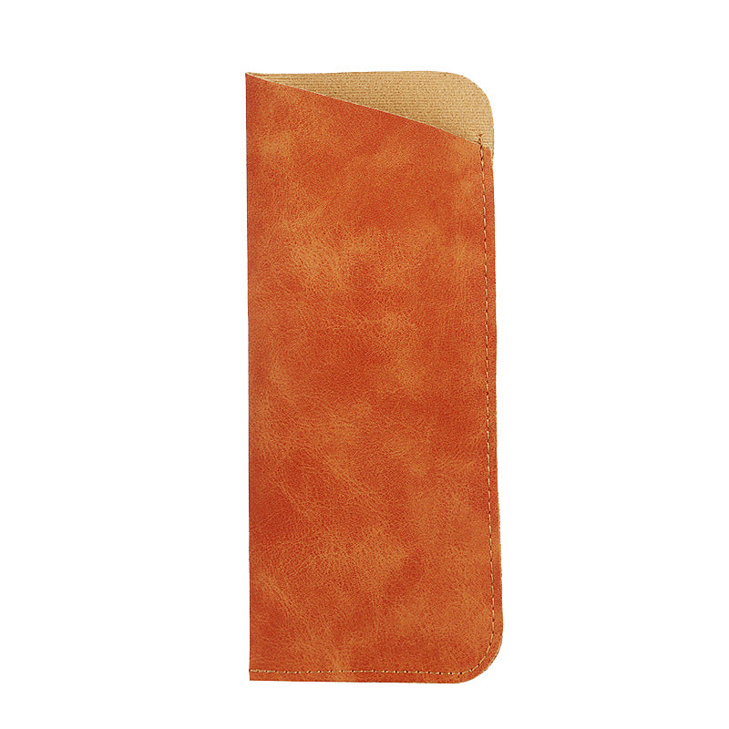 Brown Open-Top Faux Leather Glasses Sleeve